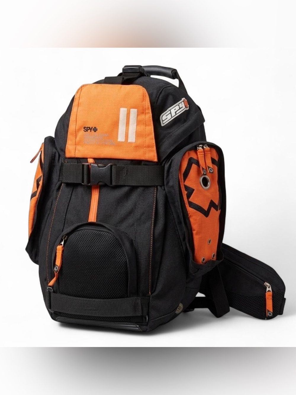 Y2K Spy snowboard / skateboard orange/black backpack